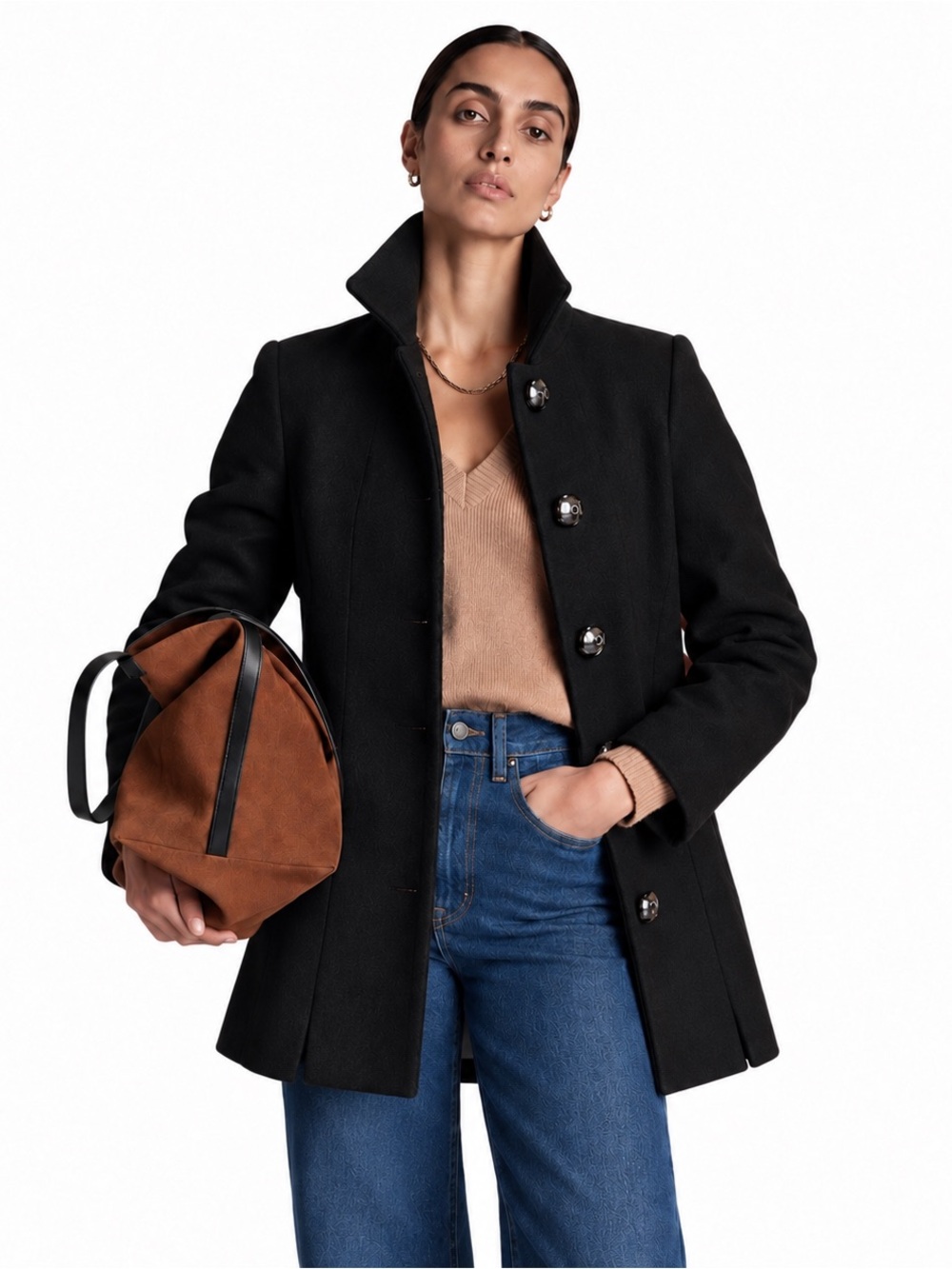 J.Crew Griffin Coat Black 100% Wool A-Line Swing Coat Size 4